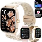 WENZYLIQUOX Montre Connectée Femme pour iPhone/Samsung/Android,1.85"HD 100+ modes sportifs avec Appel Bluetooth IP68-Gold