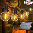 LUCKFEN Guirlande Guinguette Extérieure Solaire 26FT Guirlande Lumineuse vec25+1 LED G40 Ampoules, 4 Modes d'éclairage,Solaire/USB