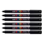 Lot de 6 marqueurs Posca PC-1MR noir | pointe extra-fine calibrée