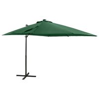 Parasol meuble de jardin deporte avec mat et lumieres led 250 cm vert