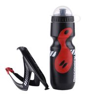 650ML Bouteille d'eau à vélo et porte-bouteille d'eau, Porte-Bidons Vélo Cyclisme Bicyclette Support Bouteille Bottle (noir + rouge)