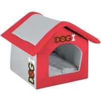 Maison Dogi 42 cm - Gris et rouge - Pour chien