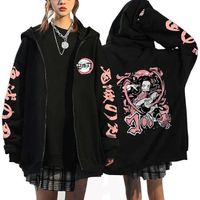 Anime Demon Slayer Sweats À Capuche Kamado Nezuko Imprimer Zippée Hip Hop Streetwear Sweats Femmes Harajuku Décontractés Y2K