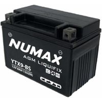 Batterie moto Numax Premium AGM avec pack acide YTX9-BS 12V 8Ah 135A