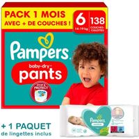 Couches-Culottes Pampers Baby-Dry Taille 6 - Pack 1 mois 138 Couches
