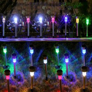 BALISE - BORNE SOLAIRE  Lampadaire extérieur,Lot de 10 lampes Led en acier inoxydable,imperméable,à énergie solaire,rvb,blanches,pour jardin- RGB[A818471]