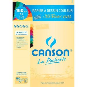CANSON couleur 160 g MI-TEINTES 50x65 cm paquet de 24 feuilles coloris  assortis pastel Ecole