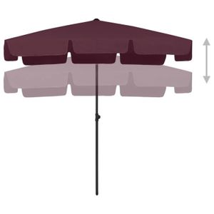 PARASOL Parasol de plage Rouge bordeaux 200x125 cm - KIMIS