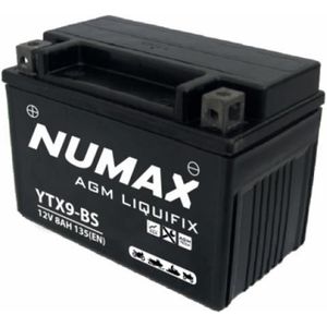 BATTERIE VÉHICULE Batterie moto Numax Premium AGM avec pack acide YTX9-BS 12V 8Ah 135A
