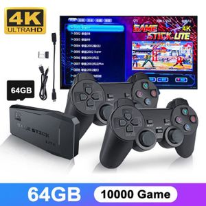CONSOLE RÉTRO 64g 10000+ Jeux - Console de Jeu Vidéo Rétro HDMI avec 2 Manettes Sans Fil 4K HD pour GBA-PS1 Plug and Play TV Stick