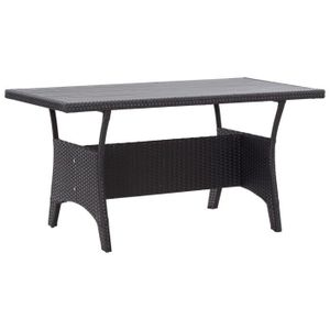 TABLE DE JARDIN  Meuble Table de jardin - Noir - 120x70x66 cm - Résine tressée 17 KG