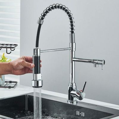 Robinet De Cuisine - AILRINNI Mitigeur Cuisine Rotatif à 360°avec Douchette Extensible, 3 Modes De Pulvérisation Robinet D'Évier En Acier Inoxydable (Nickel Brossé