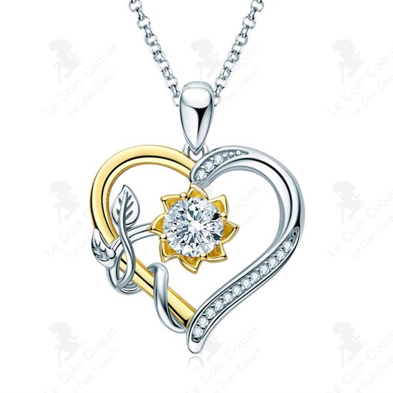 Pendentif Tournesol Morella - Argent Et Zirconium 33mm Pour Collier Personnalisable