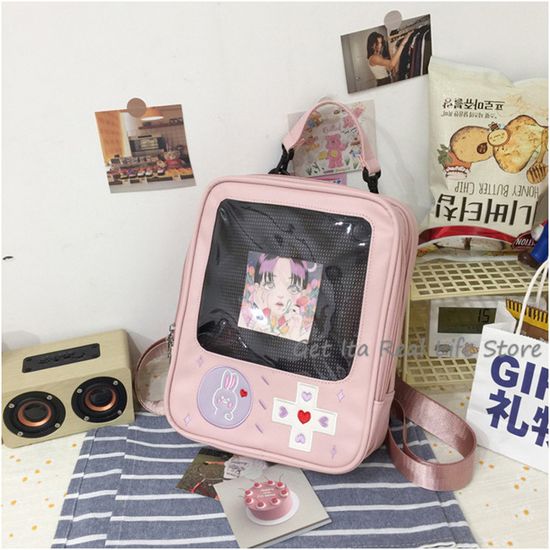 Ita Bag Sac à Bandoulière Transparent Noir Pour Anime Lolita Cosplay - Affichez Vos Badges Et Broches