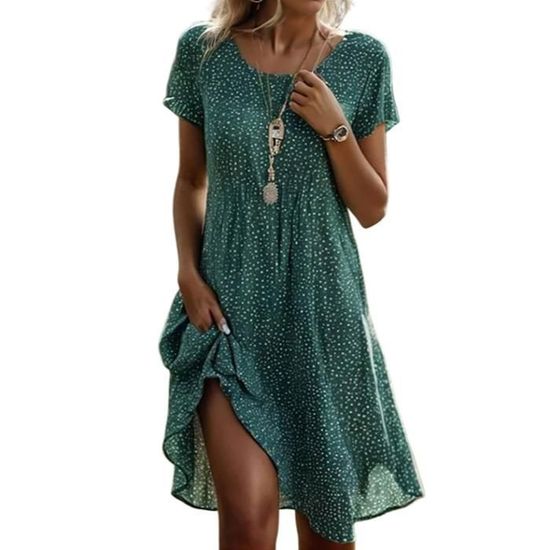 Robe Femme Chic Élégante Mi-Longue Été Bohème Fluide - Robe Plage Summer 2025