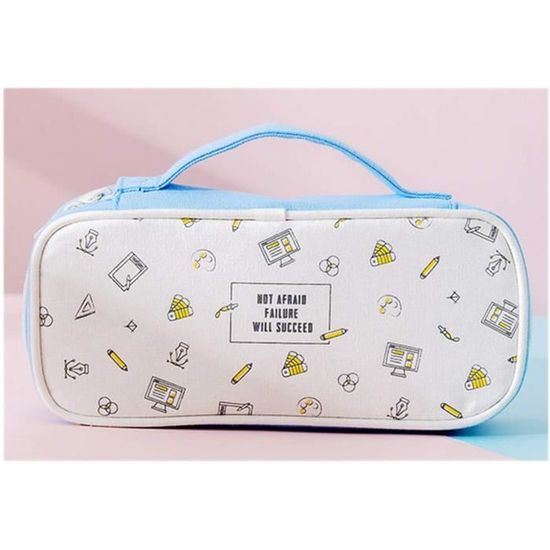 Trousse Scolaire Kawaii – Grande Capacité – Double Compartiment – Idéale Crayons Et Fournitures