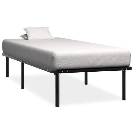 Cadre de lit enfant Simple Confortable Contemporain Noir Métal 100 x 200 cm®BWOVPX® Structure de lit Solide