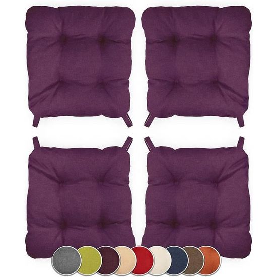 Lot De 6 Coussins De Chaise Trapèzes Rembourrés - 42x45 Cm - Housse Lavable En Coton/lin - Rouge