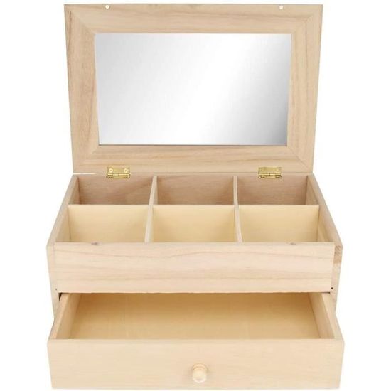 Coiffeuse En Bois Pour Enfants WOOMAX Avec Miroir Et Accessoires - Jouet Éducatif 3+ Ans - 28x10x35 Cm