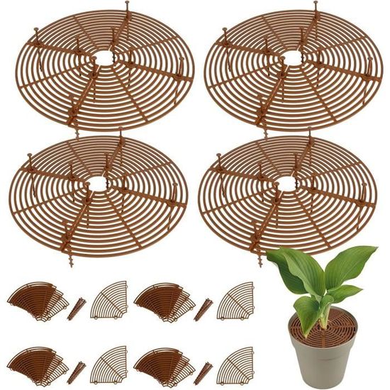 Lot de 4 Protection de Sol pour Pot de Fleurs Grille 52/30CM, Cache-Pots de Fleurs en Grille Pot