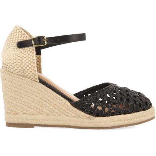 Sandales RENE DERHY Talon Compensé Tressé - Taille 40 - Doublure Cuir Beige - Neuf Sans Emballage