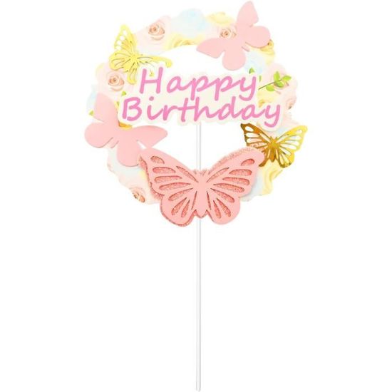 Lot De 8 Décorations Pour Gâteau D'anniversaire – Cartes Et Bâtonnets Papier Alimentaire – Non Comestible – Pour Enfants