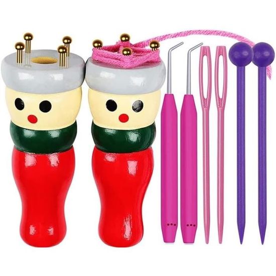 Kit De Tricot Pour Enfants Garneck - Poupée En Bois Et Aiguille - Pour Débutants à Partir De 5 Ans - Création De Bracelets, Colliers