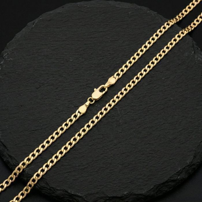 Chaîne de Cou - Maille Plate - Gourmette - 70 cm - Plaqué Or Jaune 750/1000 - Homme