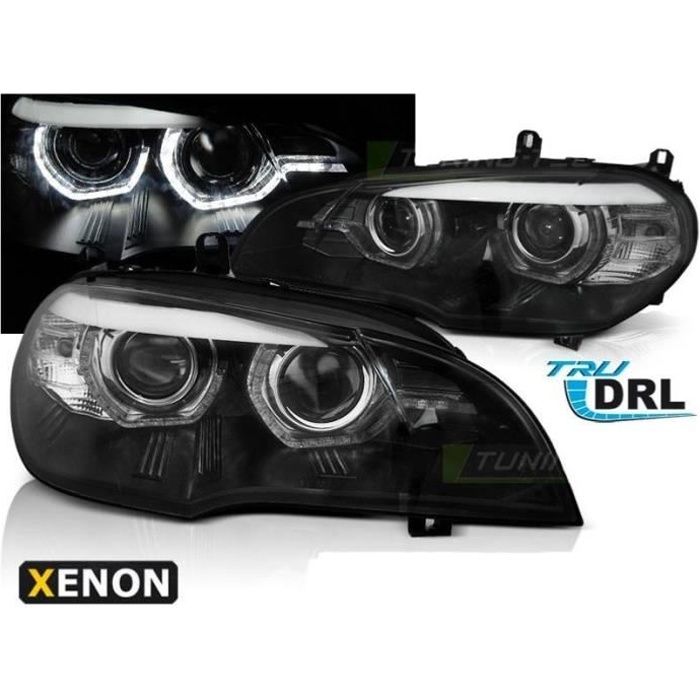 2 FEUX PHARE AVANT XENON ANGEL EYES A LED BMW X5 E70 PHASE 1 DE 2007 A 04/2010