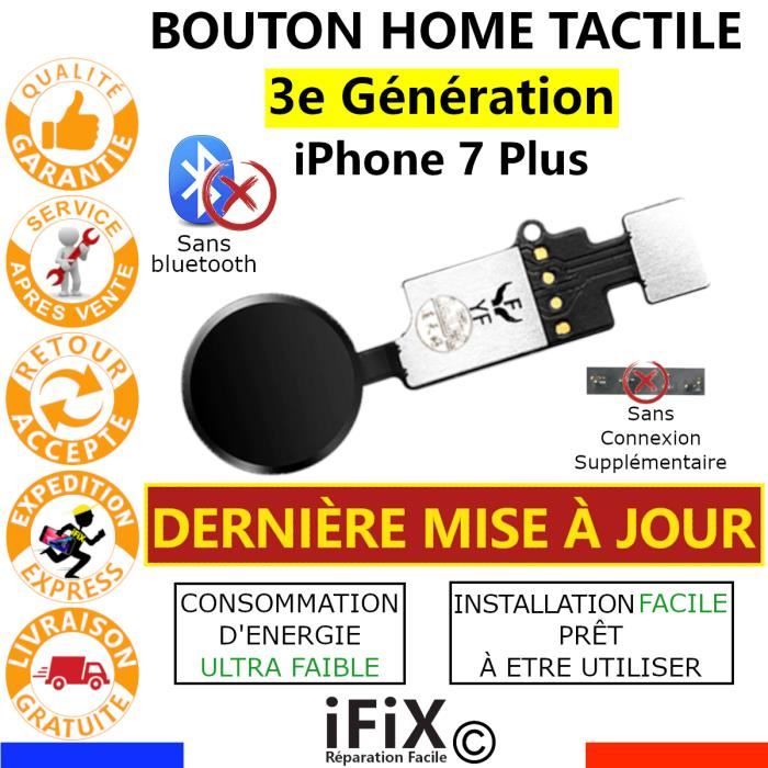 Nappe Bouton home iPhone 7 Plus Noir Tactile Fonctionnel