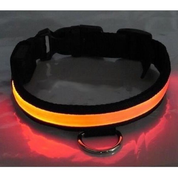 COLLIER LUMINEUX LED ORANGE POUR CHIEN -PET DOG COLLAR-TAILLE L