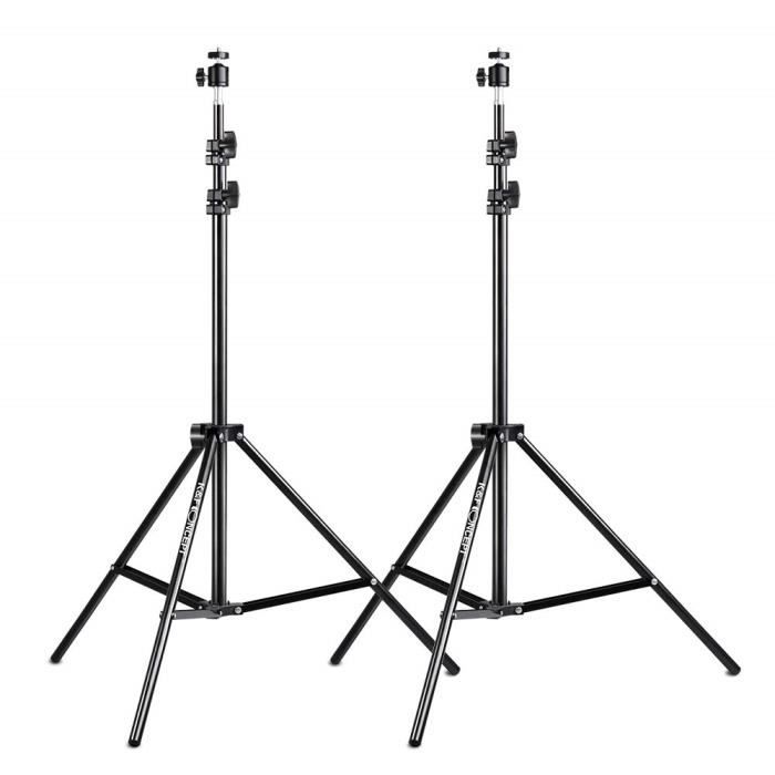 Perches et supports d'éclairage K&F Concept Lot de 2 trépieds pour éclairage avec 1-4” Vis Rotule 200 cm Réglable pour C 37044