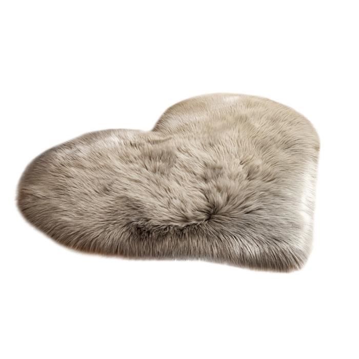 Faux laine coeur Tapis gris Accueil Tapis de sol Coussin Pad Fluffy Zone Tapis souple en fausse fourrure Tapis