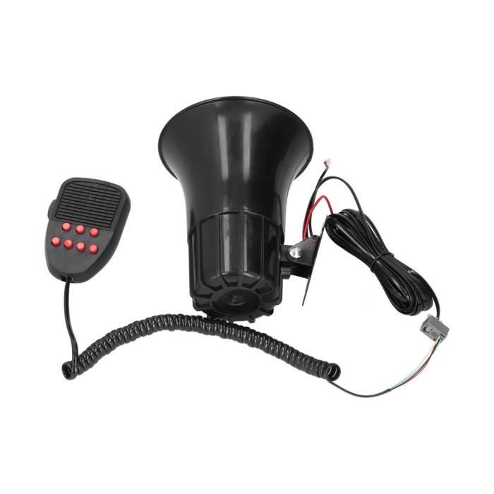 Fdit sirène de klaxon de voiture Klaxon de voiture 12V 50W 115db avec micro PA sirène d'alarme d'alarme d'urgence à 7 sons pour