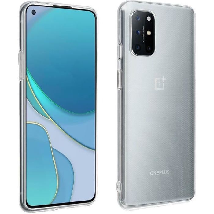 Coque OnePlus 8T Souple et Film Verre Trempé Dureté 9H transparent Blanc