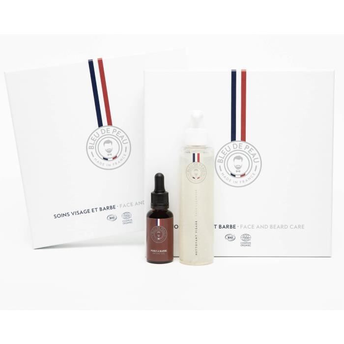BLEU DE PEAU Coffret Barbe Huile à barbe + Nettoyant visage