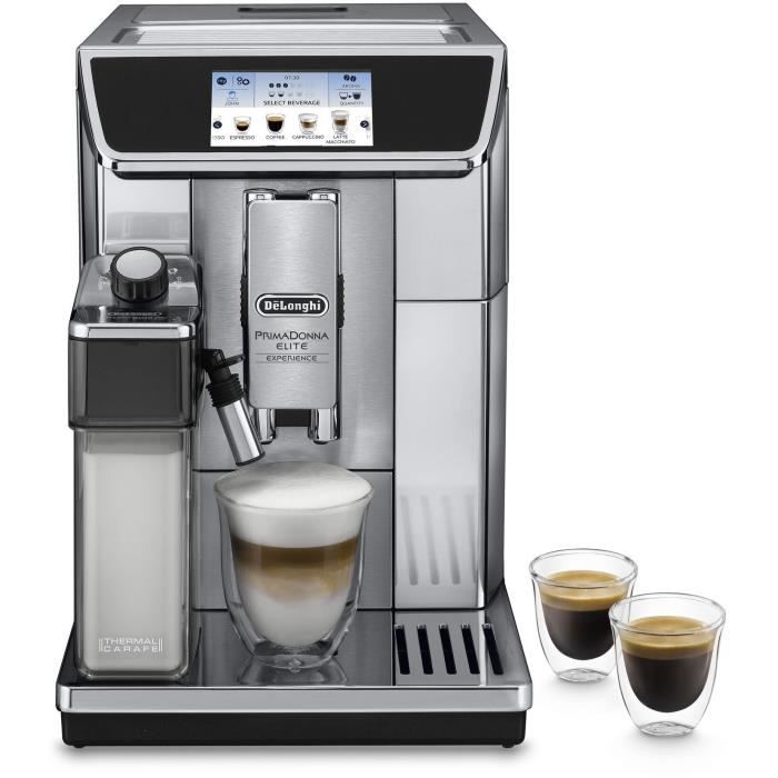 Machine à café Expresso broyeur - DELONGHI ECAM650.85.MS - Gris - Connecté PrimaDonna Elite Experience