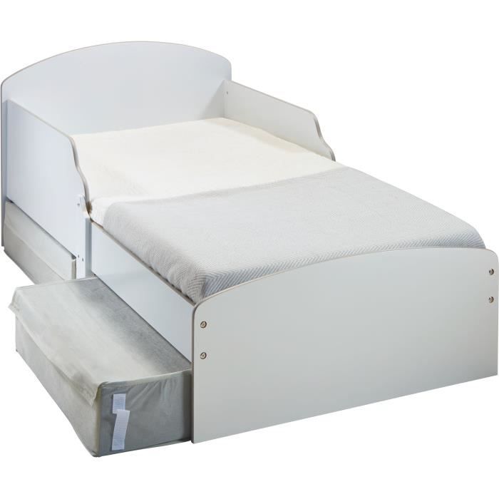 WORLDS APART - Lit pour enfants en bois blanc avec 2 bacs de rangement