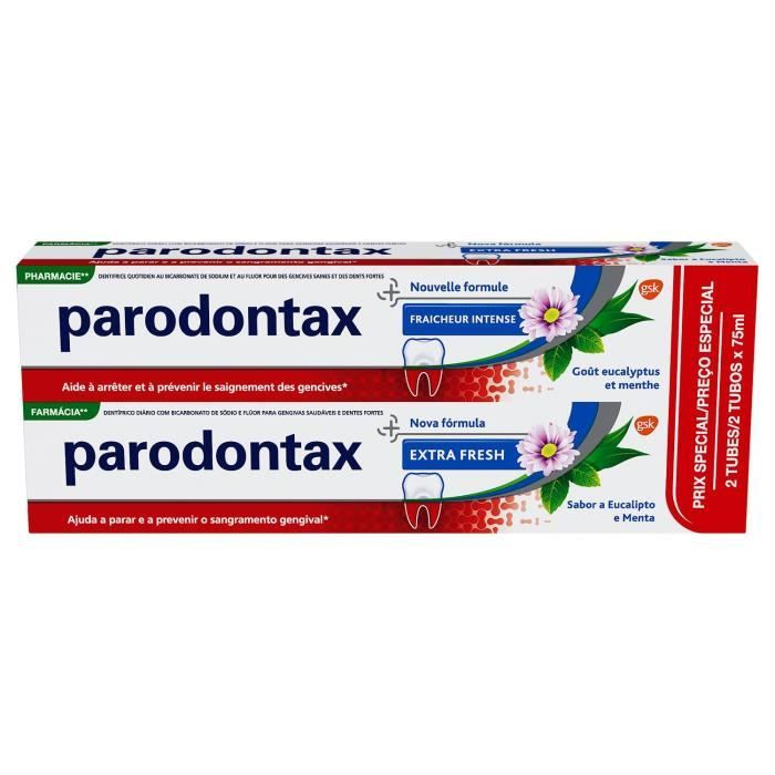 PARODONTAX Dentifrice Fraîcheur intense - 2 tubes de 75 ml