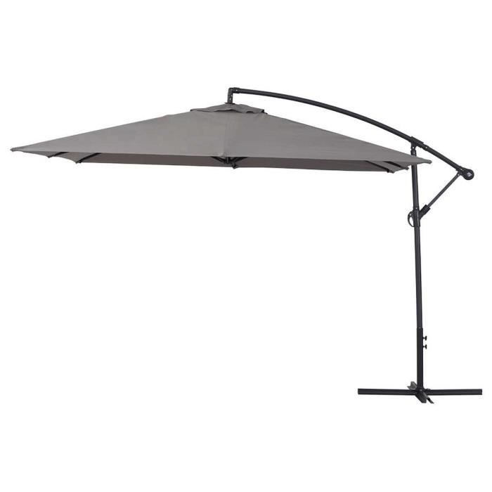 Parasol jardin déporté Alu -Ilios 3- - Carré - 3 x3 m - Gris