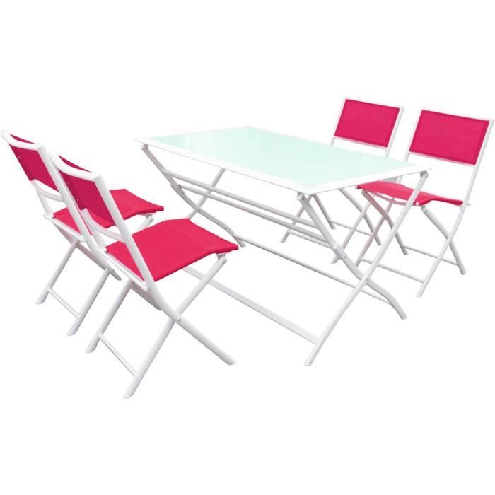 Salon de jardin repas en textilène -Bistro XL- - Phoenix - Fuchsia