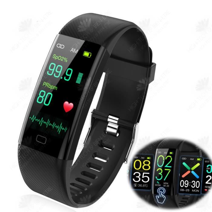 HTBE® Bracelet de sport intelligent montre intelligente bracelet de sport noir montre de sport étanche adaptée aux jeunes personnes