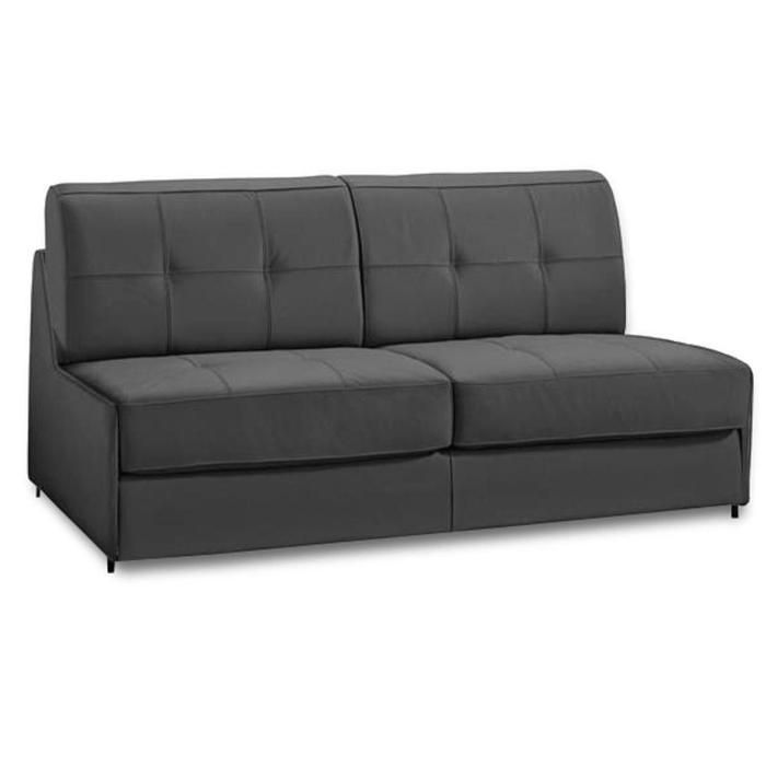 Canapé lit compact 2-3 places INTENSO convertible EXPRESS 120 cm cuir gris graphite matelas 16 cm gris Microfibre Inside75