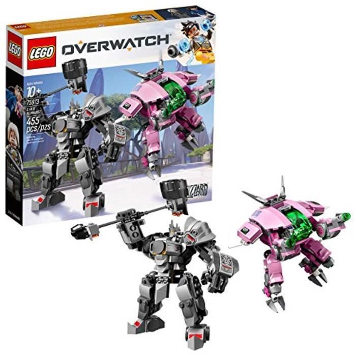 Jeu D'Assemblage P0FLP Overwatch D.VA et Reinhardt 75973 Kit de construction Mech avec des figurines de personnages Overwatch popula