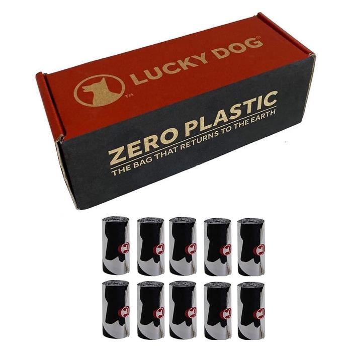 Sacs à Déjection Canine Zero Plastic 100% Végétal Compostable 10 Rouleaux 150 unités LUCKY DOG