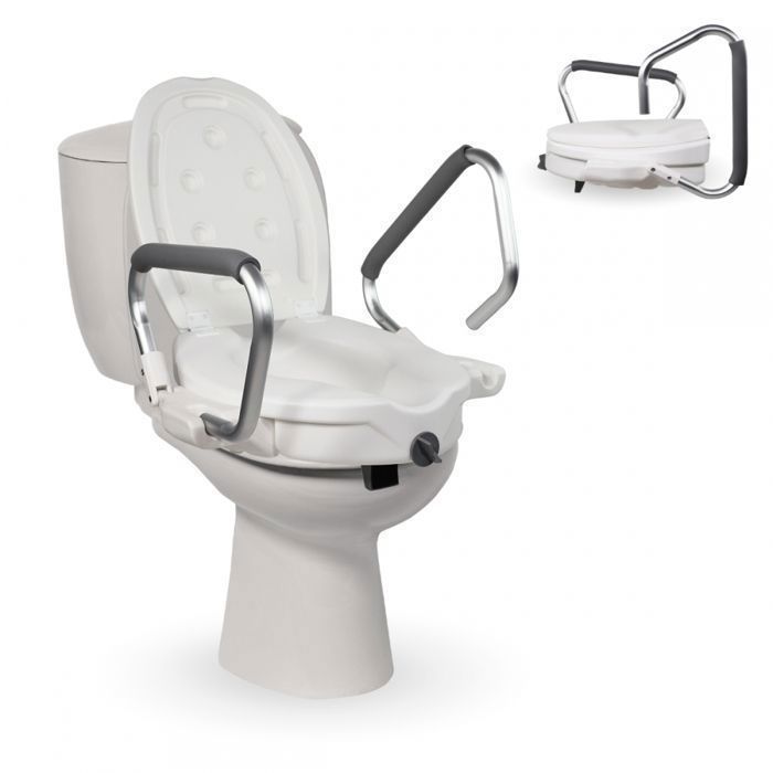 Rehausseur WC - Siège de toilette - Avec couvercle et accoudoirs - Blanc - Guadiana - Mobiclinic