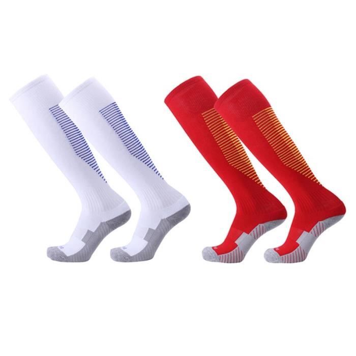 2 Paires Chaussettes de Football Enfant Chaussettes de Sport Protection Respirantes Antidérapant