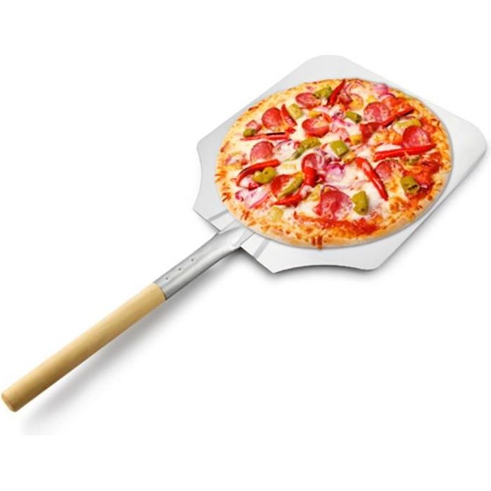 Pelle à pizza en aluminium de 66 cm avec poignée en bois