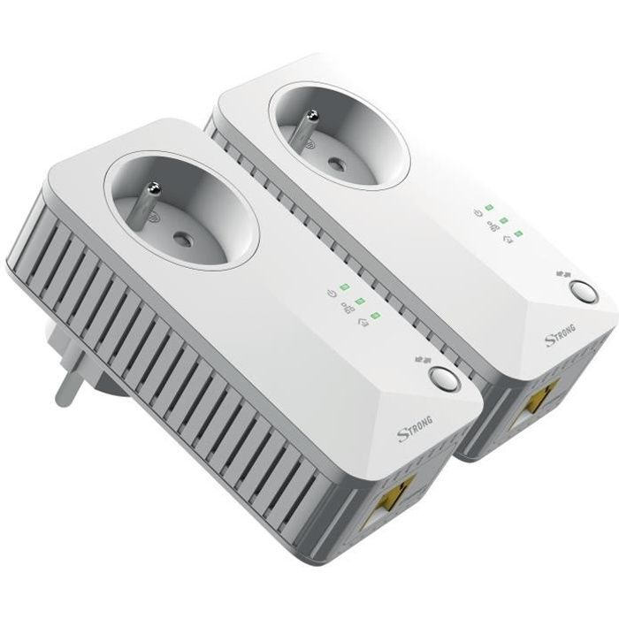 STRONG Kit de 2 Adaptateurs CPL Filaire - 500 Mbit/s - Prise gigogne - 1 Port Ethernet