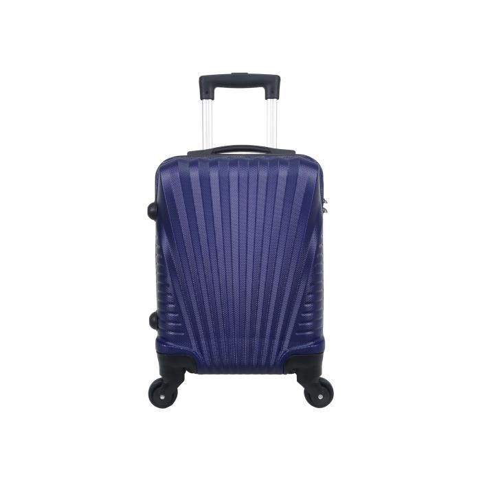 Valise Cabine 4 roues 45cm 4 roues -Elegance-- Bleu Marine ABS - Trolley ADC